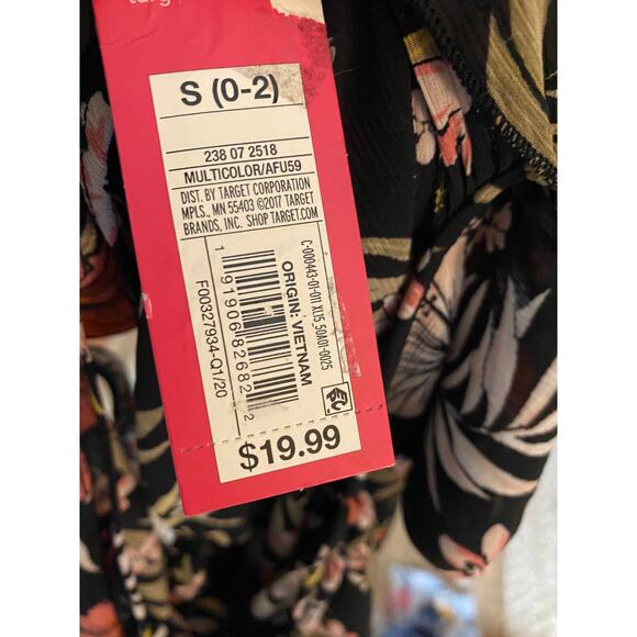 Xhilaration Juniors Pool Dress Side Tie Black Floral Swim Cover Up Small NEW - Picture 4 of 9